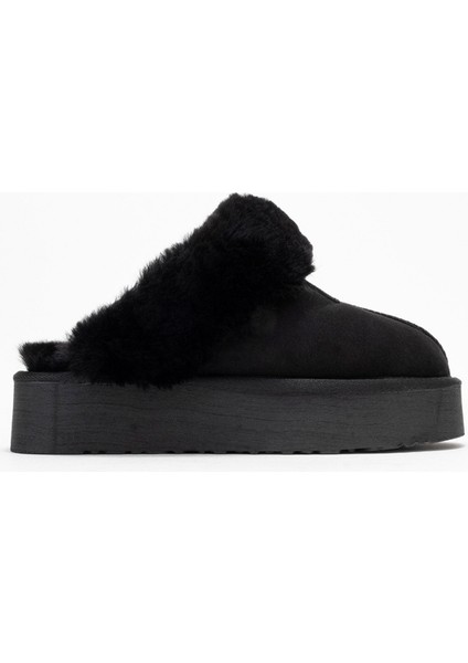 Olessa Siyah Hakiki Deri Süet Kadın Kürklü Terlik fiyatları