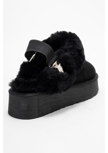 Olessa Siyah Hakiki Deri Süet Kadın Kürklü Terlik fırsatları
