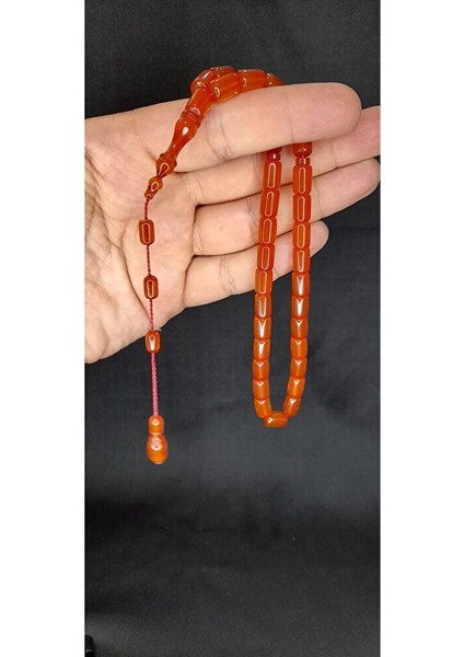 Sıkma Çubuk Kehribar Tesbih Kapsül Kesim Turuncu Renk T-316 indirimleri