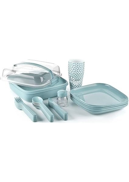 Plastik 6 Kişilik Lovely Piknik Seti (Mavi) fiyatları