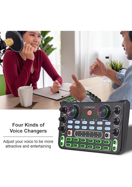 Canlı Ses Kartı O Mikser Masaüstü Şarkı Söyleme Dc 5V 44.1khz Yayın Akışı Için Gürültü Azaltma Podcasting Oyun Kaydı Gösterge Işığı Düğmesi Düğme Kontrolü ile Ses Tablası Siyah 17,5X10,4X4,2 cm indirimleri