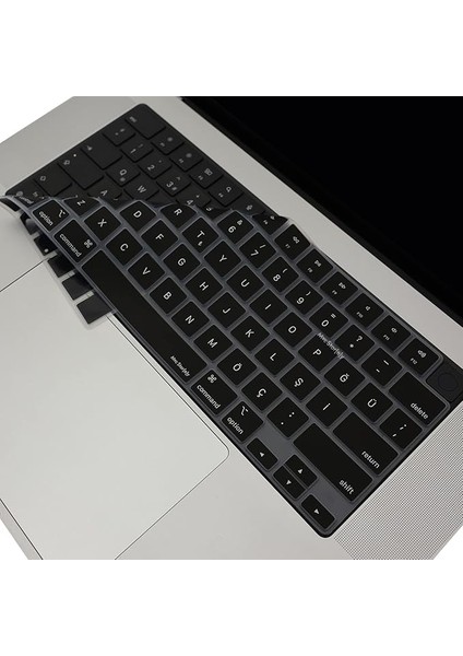 MacBook Uyumlu Klavye Koruyucu Siyah Türkçe Q Baskı Silikon Ultra Ince Us Ingilizce Enter Toz ve Sıvı Koruma