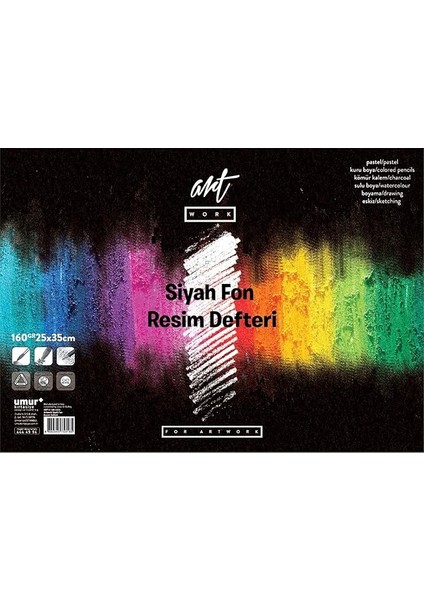 Clara Renkli Resim Defteri Siyah Fon 160 gr 25 x 35 16 Yaprak