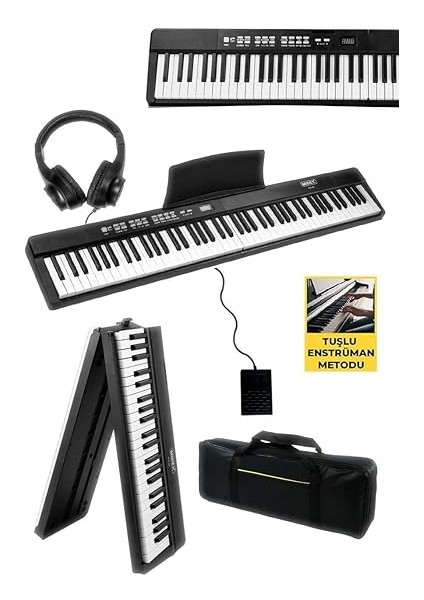 PLX-80BKST Taşınabilir Katlanır Dijital Piyano Tuş Hassasiyetli 88 Tuş Bt (Stand Sustain Kulaklık Çanta Metod) fiyatları