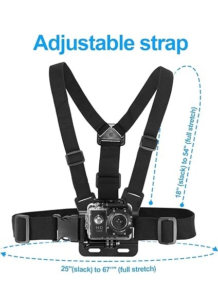 Fab Londra Tüm Gopro ve Çoğu Aksiyon Kamerası ile Uyumlu, Su Geçirmez Elastik Göğüs ve Baş Bandı, Kayış, Montaj modelleri