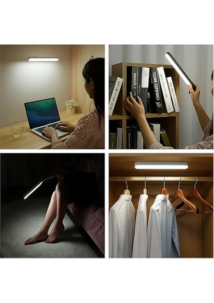 30CM Mıknatıslı Kablosuz LED Lamba – USB Şarjlı, 5W 32 Led, Dokunmatik Renk Değişimi, 6500K-4000K-3200K, Işıldak Aplik Makyaj Tıraş Mutfak Dolap Işığı Hero LED (Siyah) modelleri