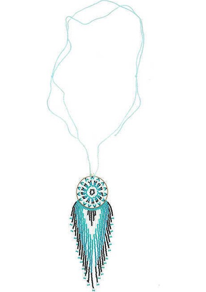 Boncuk İşlemeli Mavi Kadın Kolye Standart Renk Y1986306_089 modelleri