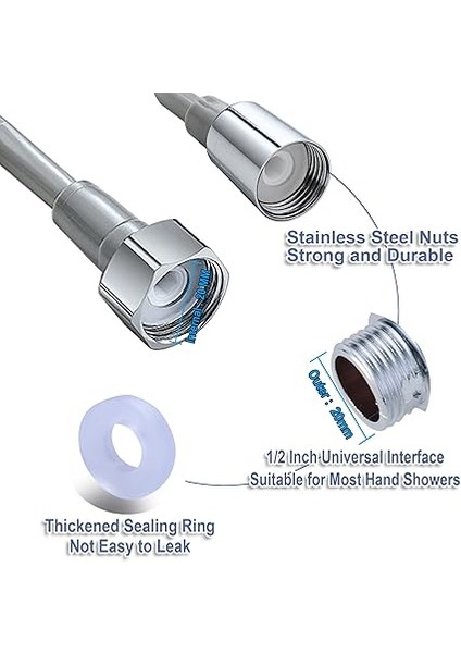 Yaylı Esnek Duş Hortumu, Abs Esnek Teleskopik Duş Hortumu, Banyo Spiral Esnek Duş Hortumu, Tuvalet Musluğu, Bidet Püskürtücü, El Duşu, Lavabo Bataryası Duşları Için - 3m (Gri) modelleri