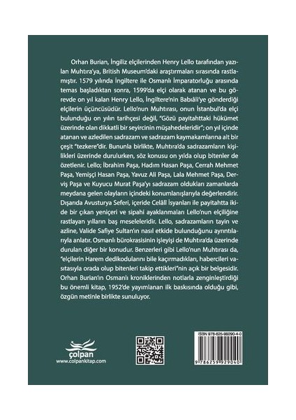 Babıali Nezdinde Üçüncü İngiliz Elçisi Lello’nun Muhtırası - Orhan Burian modelleri