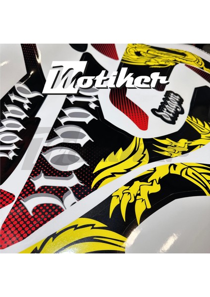 Rks R250 Sarı Kırmızı Dragon Parçalı Kaplama Sticker Etiket Modeli fırsatları