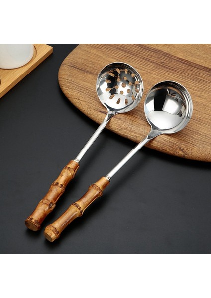 QuirkyQuar 5pcs Çorba Kepçesi ve Yuvalı Kaşık Seti, Hotpot Pişirme Kepçe Için Doğal Bambu Saplı Paslanmaz Çelik Mutfak Kepçeleri (Yurt Dışından) fırsatları