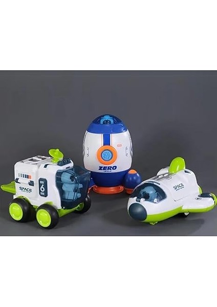 Sürtmeli Astronotlu Uzay Arabası Uzay Roketi Uzay Mekiği 3 Lü Uzay Istasyonu Araçları Seti fiyatları