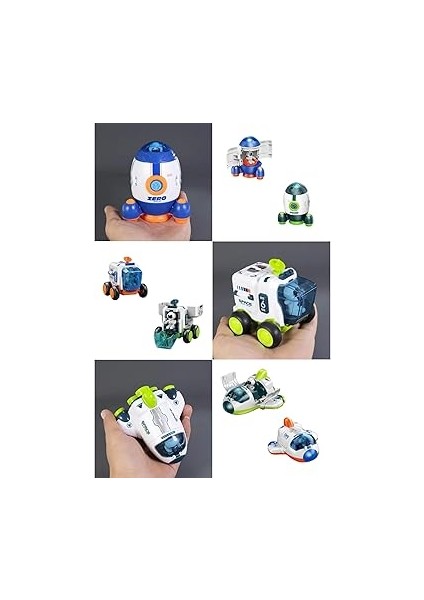 Sürtmeli Astronotlu Uzay Arabası Uzay Roketi Uzay Mekiği 3 Lü Uzay Istasyonu Araçları Seti fırsatları