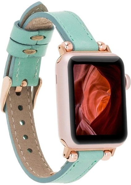 Apple Watch Uyumlu Deri Kordon 42-44-45MM Ferro Brn7