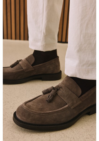 , Erkek Hakiki Deri Ayakkabı 153986Z4162 Vizon