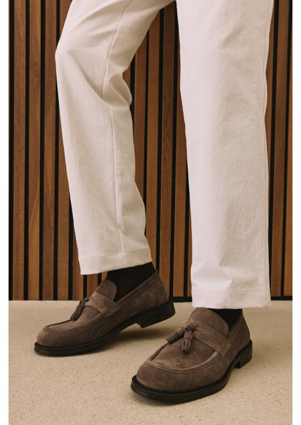 , Erkek Hakiki Deri Ayakkabı 153986Z4162 Vizon