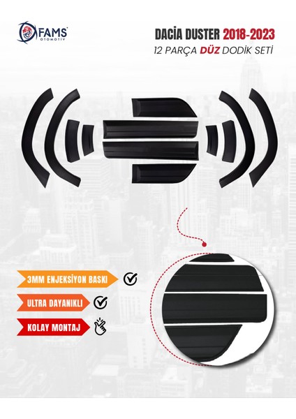 Dacia Duster Uyumlu 2018-2024 Enjeksiyon Baskı Düz Dodik seti 12 parça fiyatları