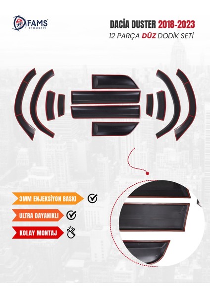 Dacia Duster Uyumlu 2018-2024 Enjeksiyon Baskı Düz Dodik seti 12 parça fırsatları