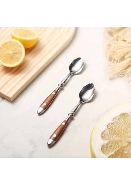 QuirkyQuar Greyfurt Kaşıkları, 4pcs Tırtıklı Greyfurt Kaşık, Paslanmaz Çelik 18/8 Meyve Kaşığı Kivi Kaşık Ahşap Saplı (Yurt Dışından) modelleri
