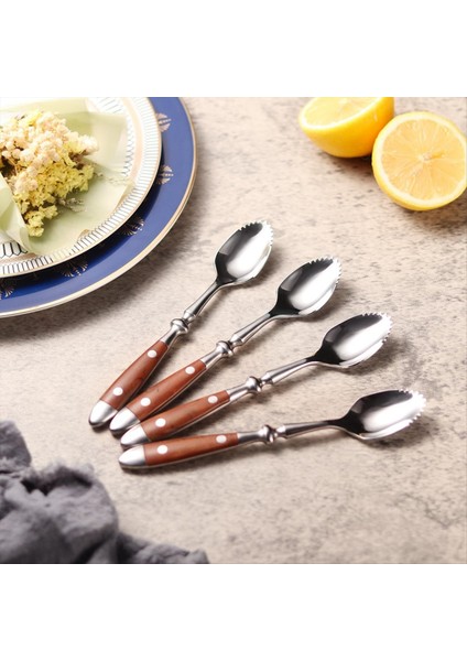 QuirkyQuar Greyfurt Kaşıkları, 4pcs Tırtıklı Greyfurt Kaşık, Paslanmaz Çelik 18/8 Meyve Kaşığı Kivi Kaşık Ahşap Saplı (Yurt Dışından) indirimleri