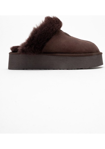Olessa Kahverengi Deri Süet Kadın Kürklü Terlik fiyatları