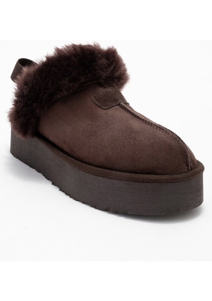 Olessa Kahverengi Deri Süet Kadın Kürklü Terlik fırsatları