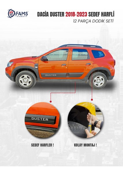 Dacia Duster Uyumlu 2018-2024 Enjeksiyon Baskı Düz Dodik seti 12 parça Yazılı (SEDEF KROM HARFLER) modelleri