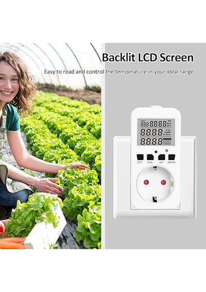 Dijital Termostat Priz Sürüngen Sıcaklık Kontrol Cihazı Çıkış Fişi 230 V 16A Kuluçka Makinesi Bira Inkübatörü Sera Teraryum Isı Mat Için Isıtma Soğutma Kontrolü modelleri