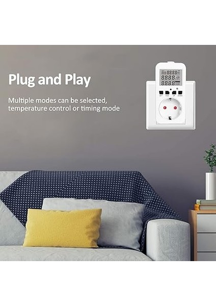 Dijital Termostat Priz Sürüngen Sıcaklık Kontrol Cihazı Çıkış Fişi 230 V 16A Kuluçka Makinesi Bira Inkübatörü Sera Teraryum Isı Mat Için Isıtma Soğutma Kontrolü indirimleri