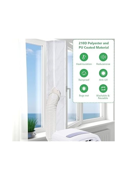 Klima Pencere Contası, 300 cm Taşınabilir Kit Tüm Mobil Klimalar Için Evrensel Pencere Conta, Çift Fermuarlı, Kolay Montajlı, Beyaz modelleri