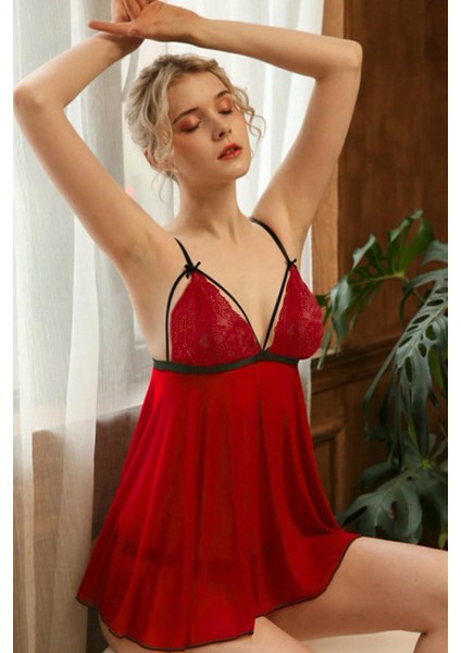 Kadın Kırmızı Arka Kısmı Açık Özel Gecelik fırsatları