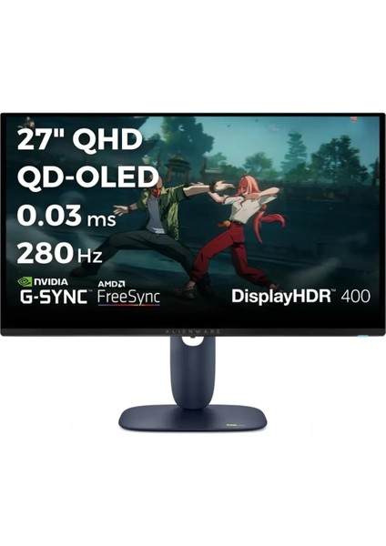Alienware AW2725D 27 2560X1440 Qhd 280Hz 0.03 Ms HDMI Dp Type-C True Black 400 Qd-Oled Monitör