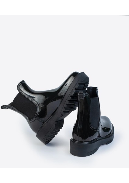 Kadın Parlak Chelsea Yağmur Botu –kalın Taban Bot fırsatları