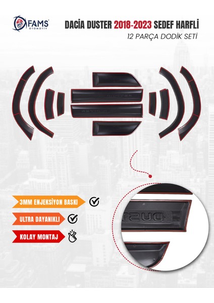 Dacia Duster Uyumlu 2018-2024 Enjeksiyon Baskı Düz Dodik seti 12 parça Yazılı (SEDEF KROM HARFLER) fırsatları