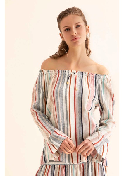 Çizgili Straplez Bluz Multi Y1866103_325