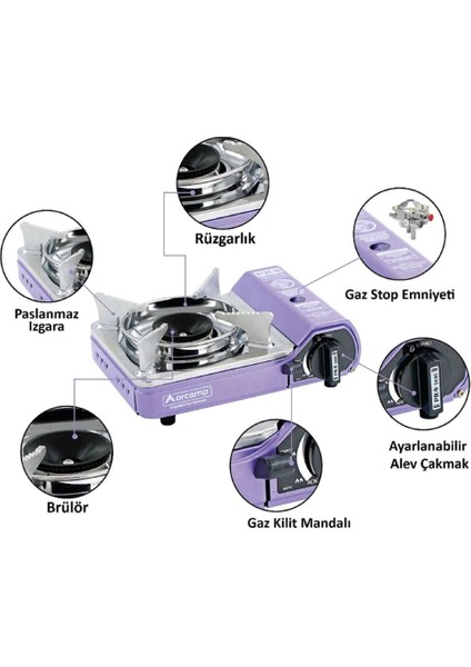 Tekli Çantalı Mini Portatif Ocak - Orcamp - Mor (CK-506) fırsatları