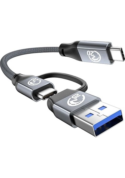 USB C Kablosu 240W 0.2m, USB 3.2 Gen2 Kablosu [pd Hızlı Şarj ve 20GBPS Veri Senkronizasyonu ve 4K@60Hz], USB A/c–usb C Kablosu, iPhone 15 iPad Pro/air MacBook Galaxy S23 Için Tip C