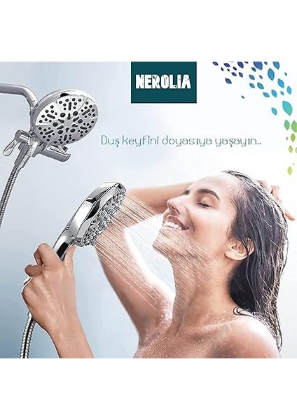 Duş Seti / 3 Fonksiyonlu Yüksek Dayanımlı Abs Duş Başlığı + 170CM Ekstra Uzun Duş Hortumu/nerolıa indirimleri