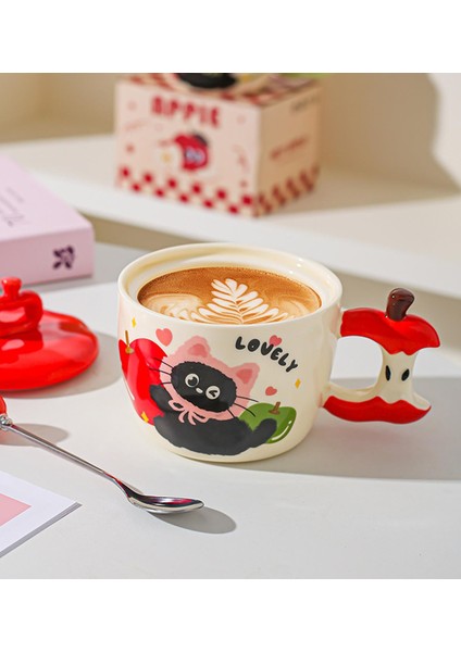 Sevimli Kedi Elma Temalı Seramik Kupa modelleri