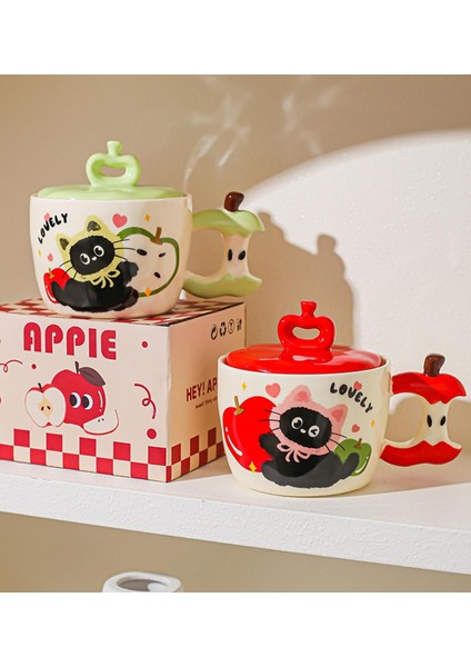 Sevimli Kedi Elma Temalı Seramik Kupa fırsatları