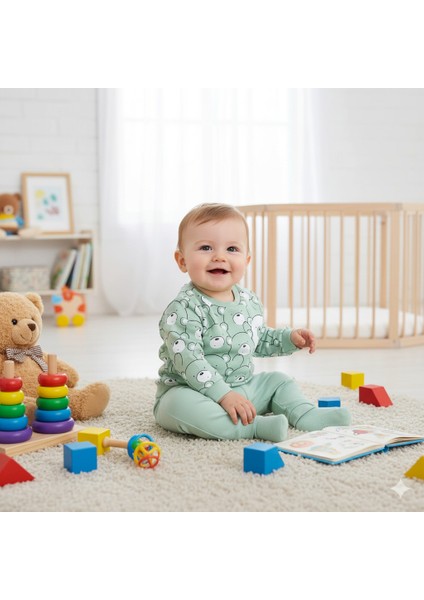 Erkek Bebek 9-24 Ay Ayılı Erkek Takım