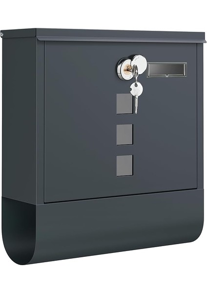 Posta Kutusu, Mektup Kutusu, Bakır Silindirli Kilit, Döner Kapaklı Pencere, Isim Etiketi, Gazete Bölmesi, Kolay Montaj, 10 x 30,8 x 33,8 Cm, Antrasit, GMB20AG