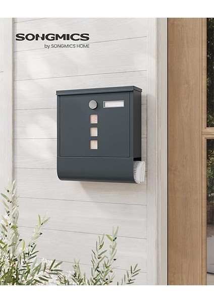 Posta Kutusu, Mektup Kutusu, Bakır Silindirli Kilit, Döner Kapaklı Pencere, Isim Etiketi, Gazete Bölmesi, Kolay Montaj, 10 x 30,8 x 33,8 Cm, Antrasit, GMB20AG fiyatları