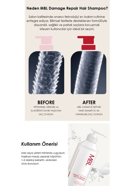 Mbl Damage Repair Şampuan – Işlem Görmüş Yıpranmış Saçlar Için Özel Bakım Şampuanı modelleri