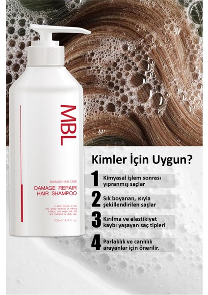 Mbl Damage Repair Şampuan – Işlem Görmüş Yıpranmış Saçlar Için Özel Bakım Şampuanı indirimleri