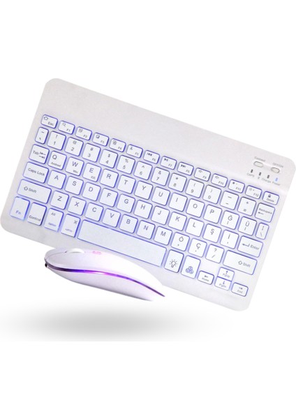 Bilgisayar için Beyaz Rgb Işıklı Klavye Mouse Seti fırsatları