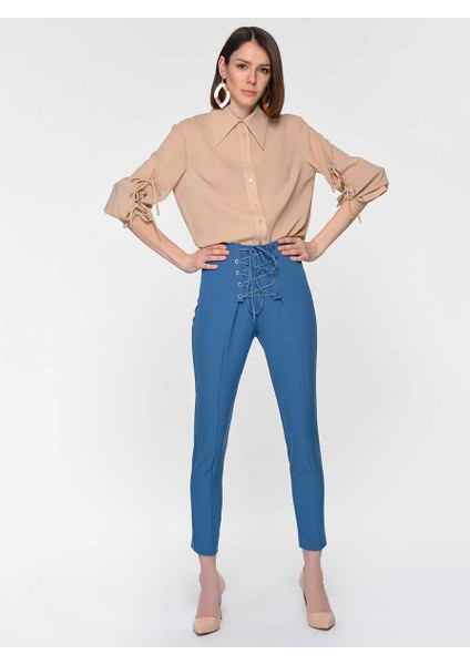 Ön Bağcıklı Pantolon Petrol Y1912050_010