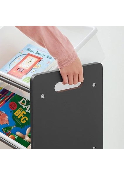 Çocuk Odası Rafı, Oyuncak Düzenleyici, Çocuklar Için Ayakta Raf, Pp Plastikten Yapılmış 12 Saklama Kutusu, Çocuk Odası, Okul, Kreş, 86 x 26.5 x 78 Cm, Koyu Gri-Beyaz GKR04GY indirimleri