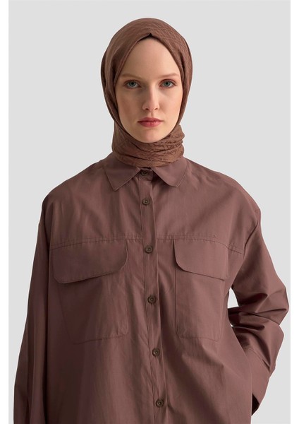 Iki Cepli Oversize Gömlek 25YH3443 Kahverengi fiyatları