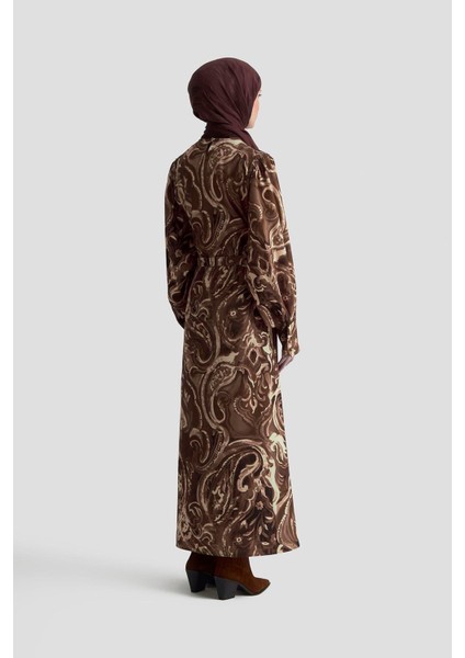 Desenli Elbise 25K9127 Camel fırsatları